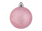 Pink glitter Christmas bauble with a silver cap