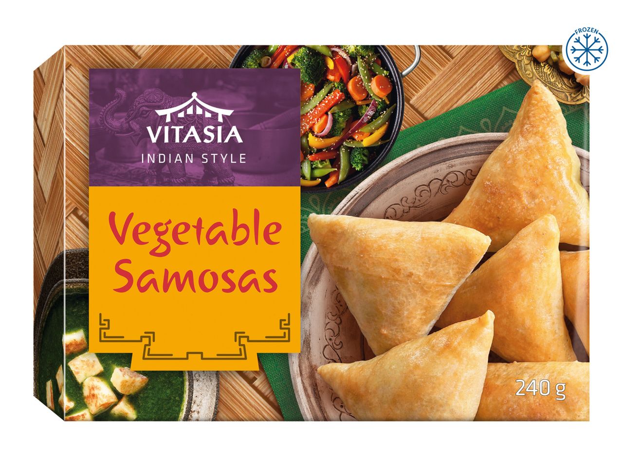 Vitasia Indian Style Vegetable Samosas (240g), frozen.