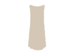 Beigefarbenes, schlichtes Kleid mit farbigen Details an den Seiten.