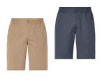 Zwei Jungen-Shorts in Khaki und Dunkelgrau.