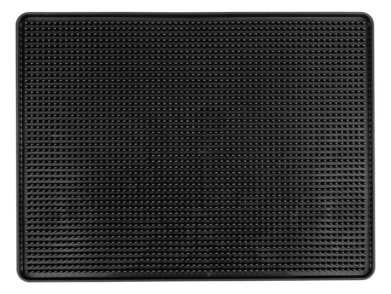Tapete de secagem Silvercrest® preto com superfície texturizada pontilhada.