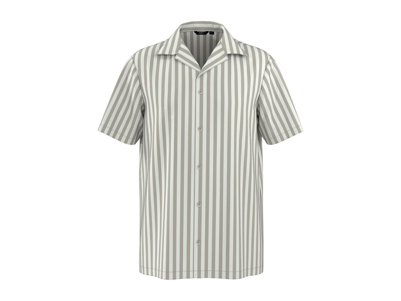 Men's short-sleeved striped shirt in white and grey