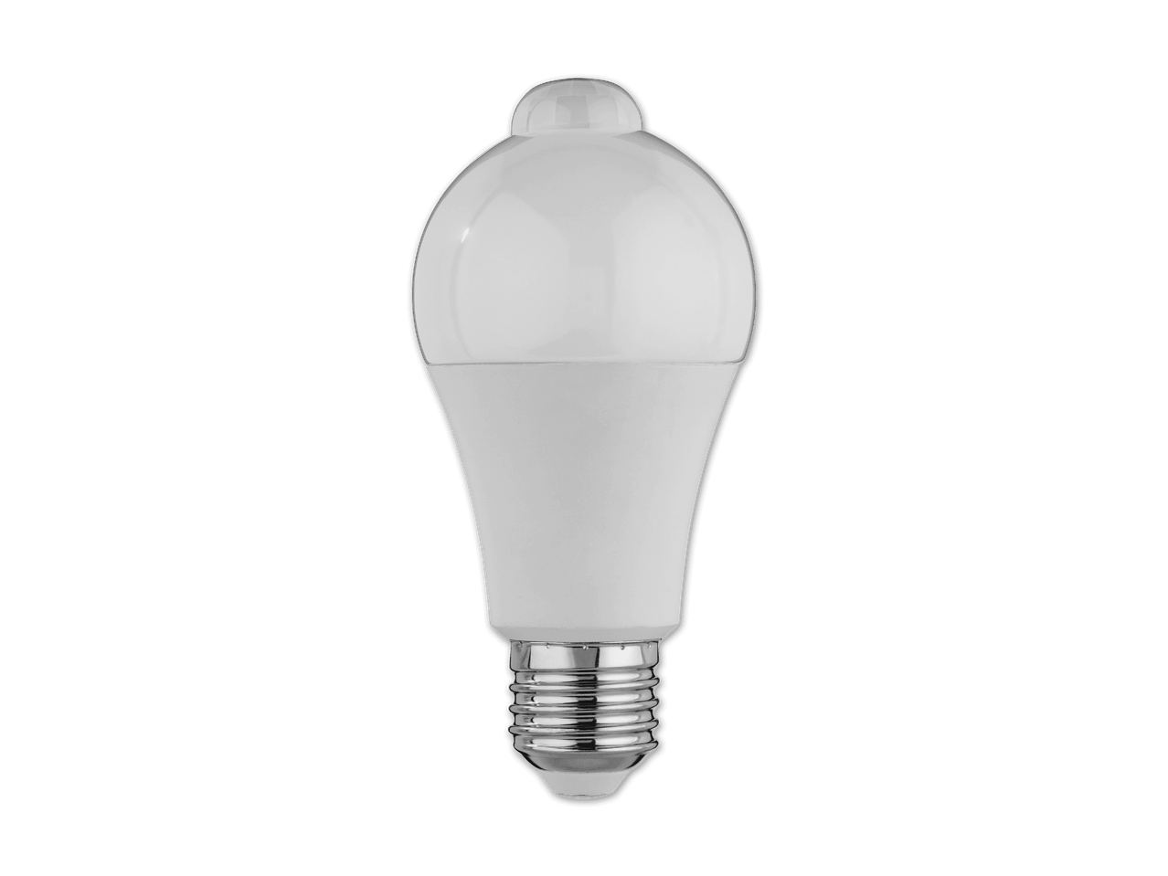 LED-Glühbirne mit Bewegungssensor auf schwarzem Hintergrund