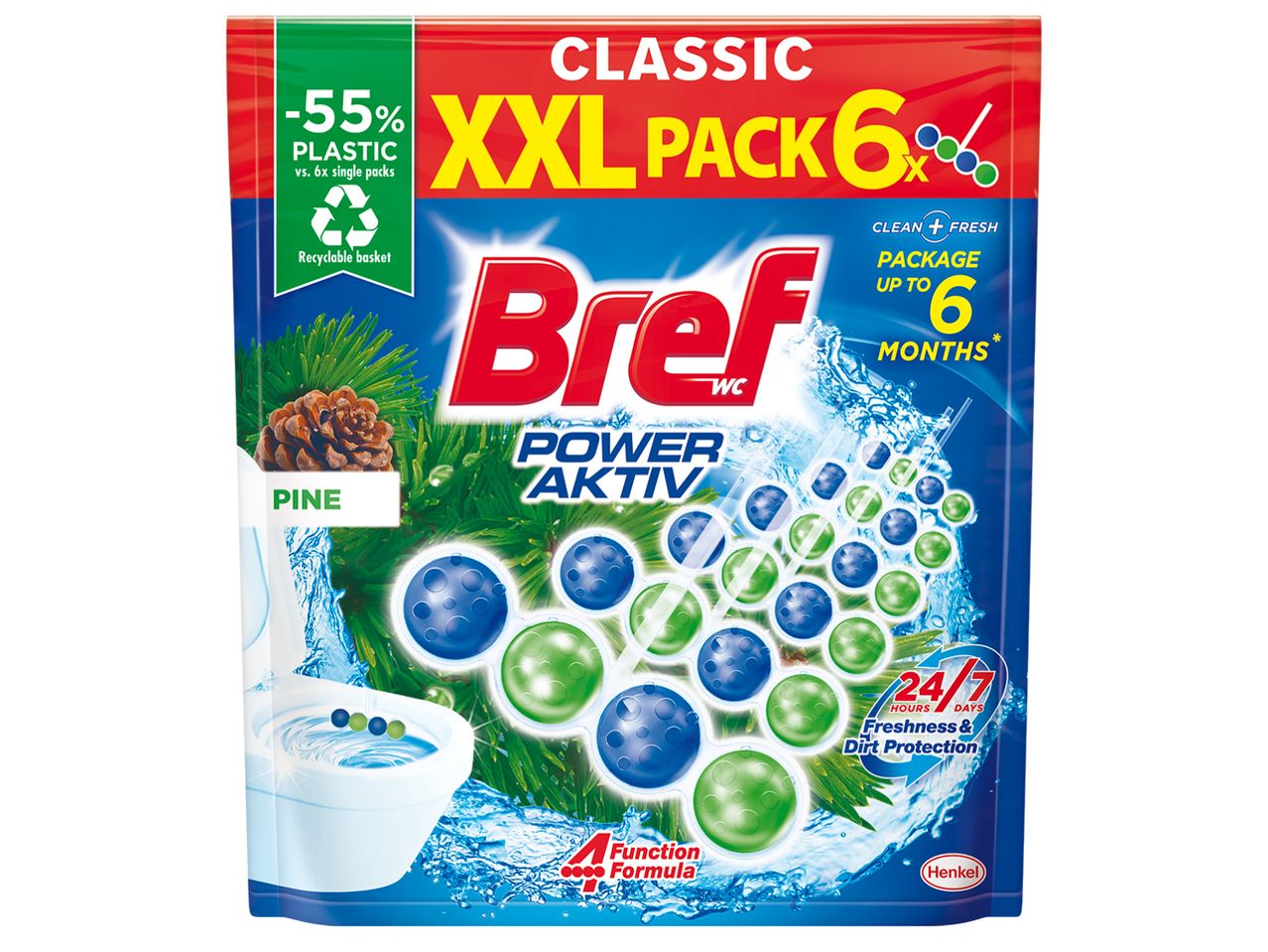 Bref Power Aktiv Тоалетно блокче XXL, 6 броя в опаковка.