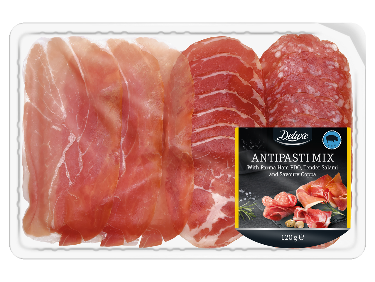 Deluxe antipasto segu: Parma sink, salami ja coppa.