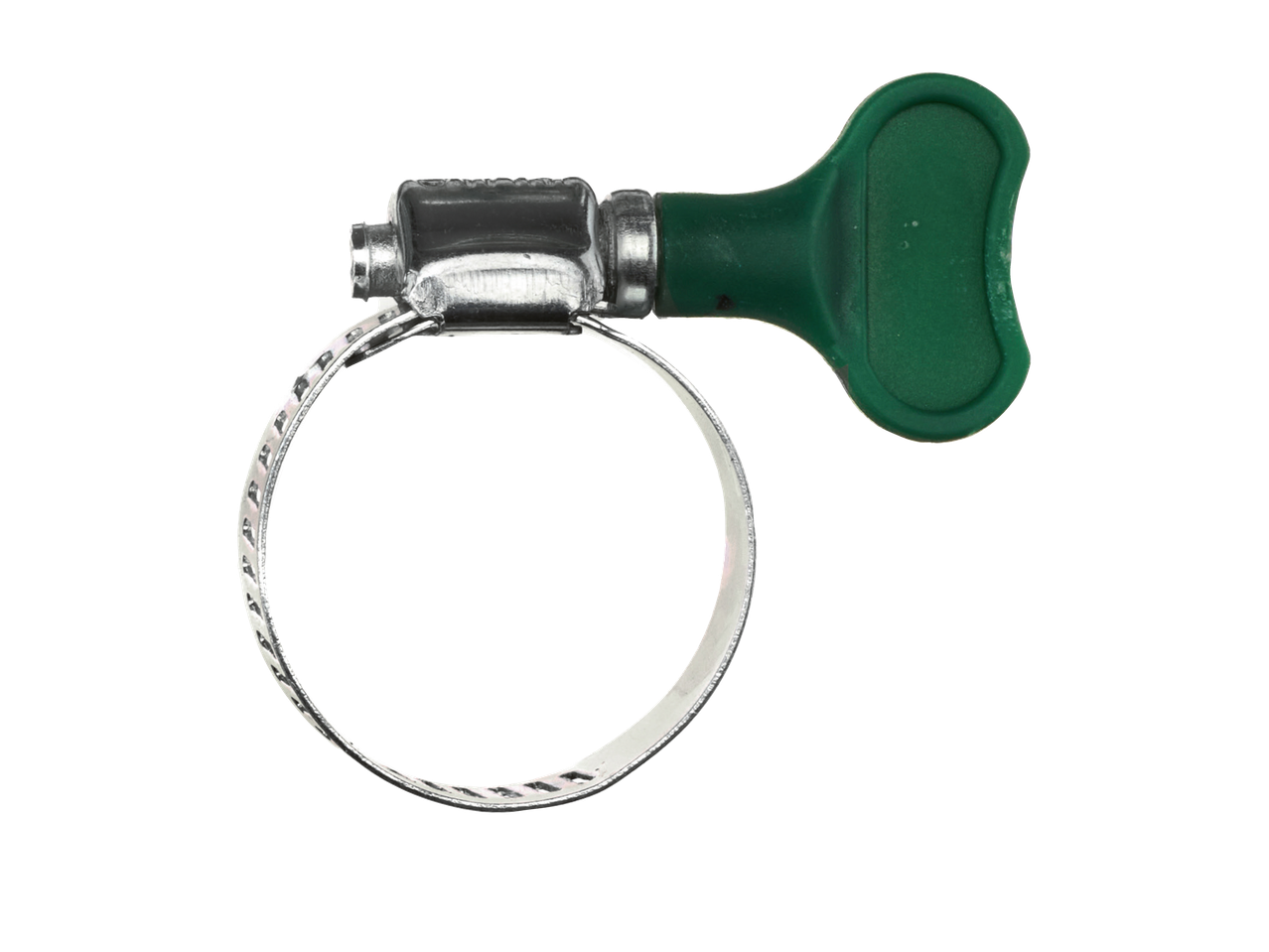 Abraçadeira de mangueira com alavanca verde.