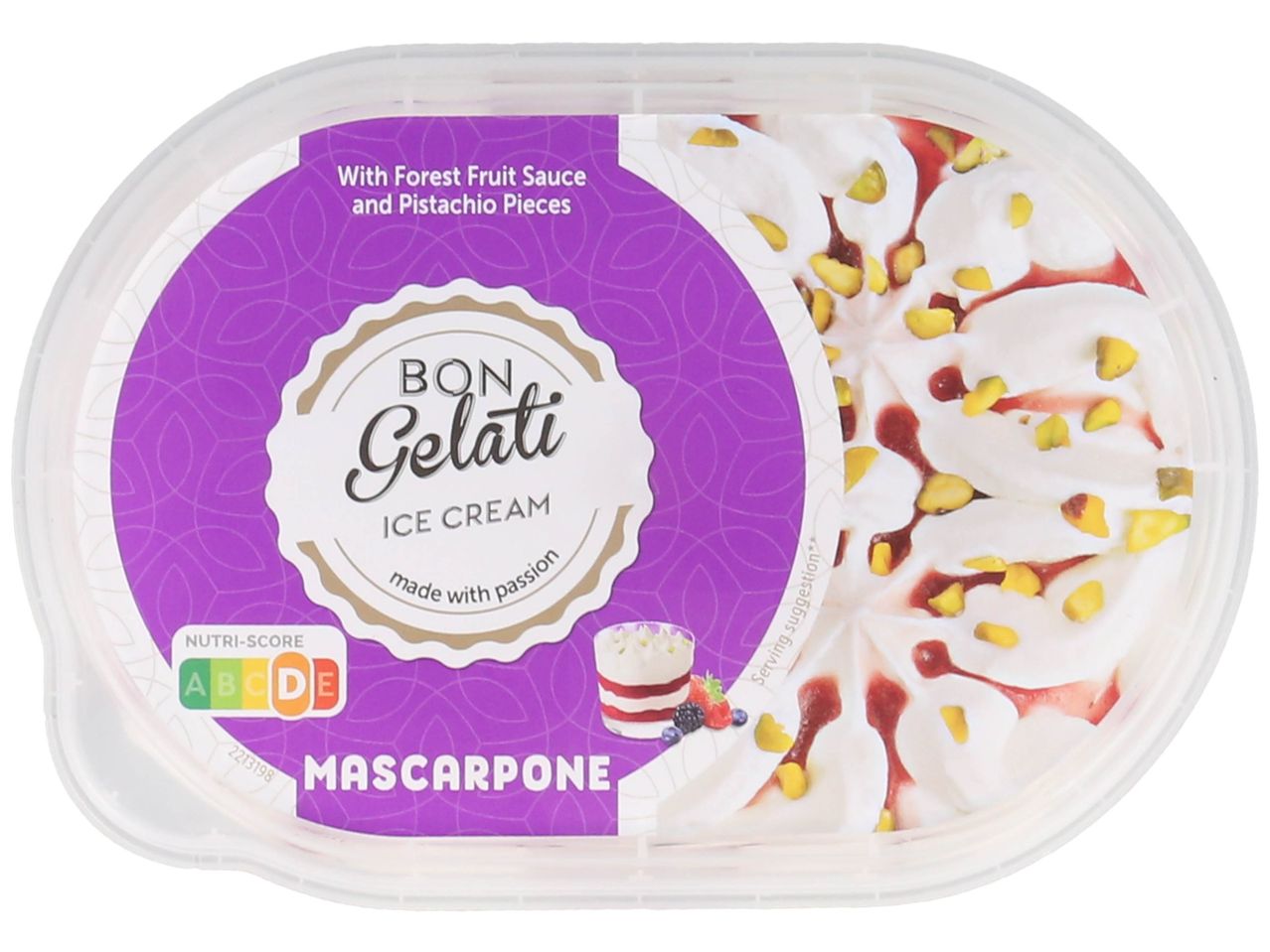 Bon Gelati Mascarpone glace italienne dans son emballage.