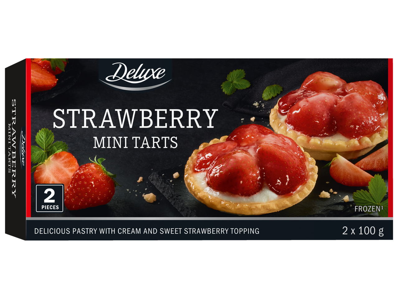 Mini tarte cu căpșuni Deluxe: congelate, 2 bucăți.