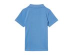 Back view of a light blue children's polo shirt.
