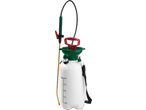 Parkside® Garden Pressure Sprayer, white and green with a red handle and black strap.