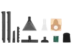 Parkside vacuum cleaner accessories: tubes, floor nozzle, crevice tool, dust bag, filter.