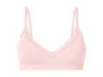 Lyserød ribbet bralette med blondekant