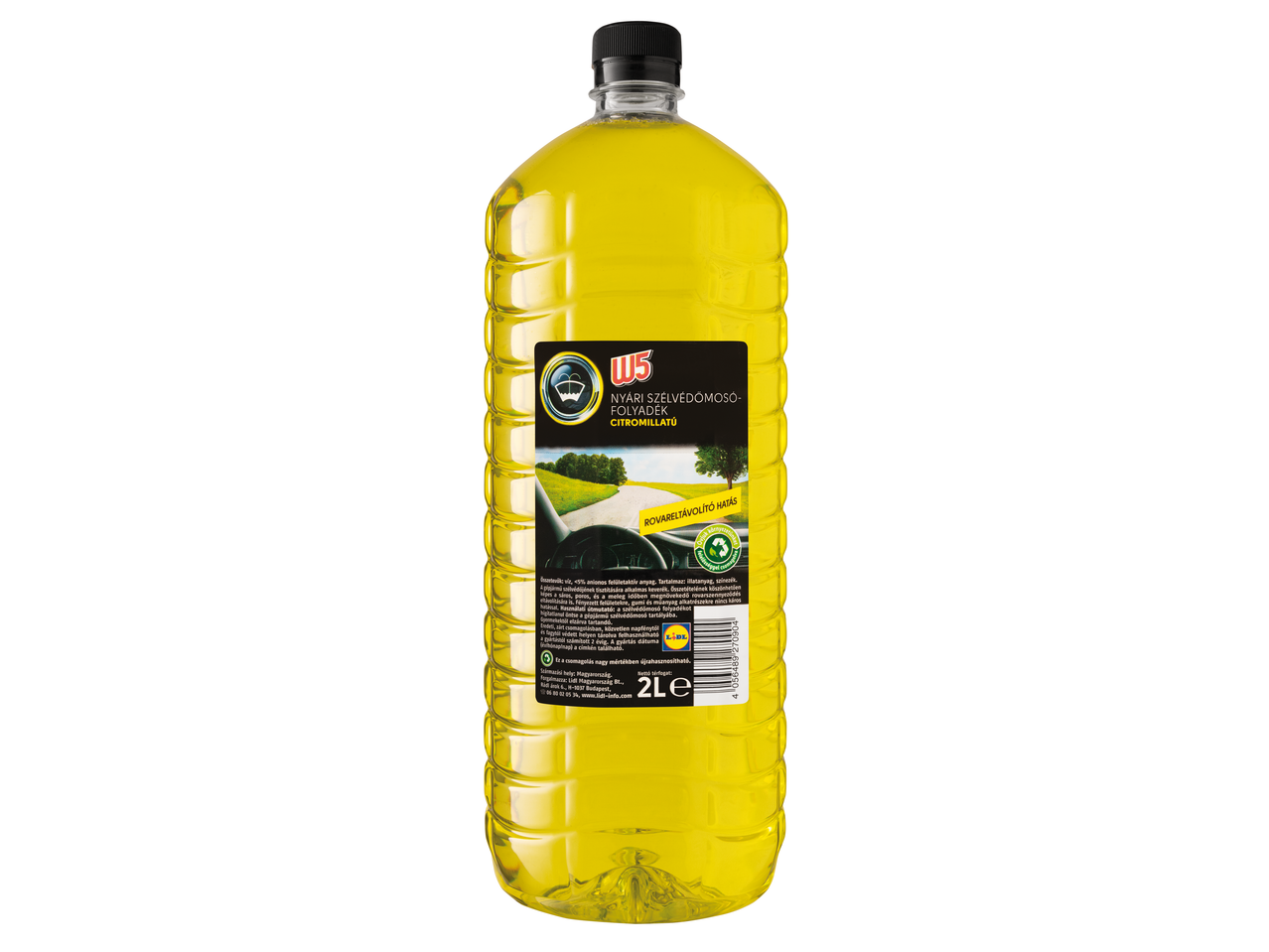 W5 Nyári szélvédőmosó folyadék citromillattal, 2L-es flakon.