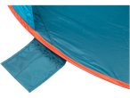 Türkiissinine telgi kangas detail, oranž punutisega.
