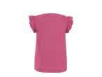 Blusa rosa de manga curta bufante sobre fundo preto