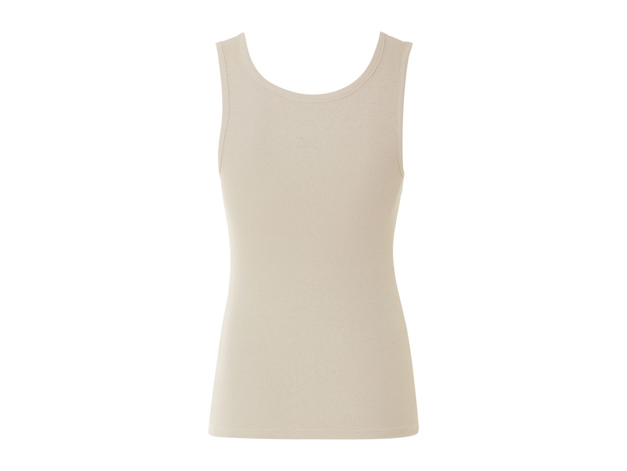 A beige sleeveless undershirt.