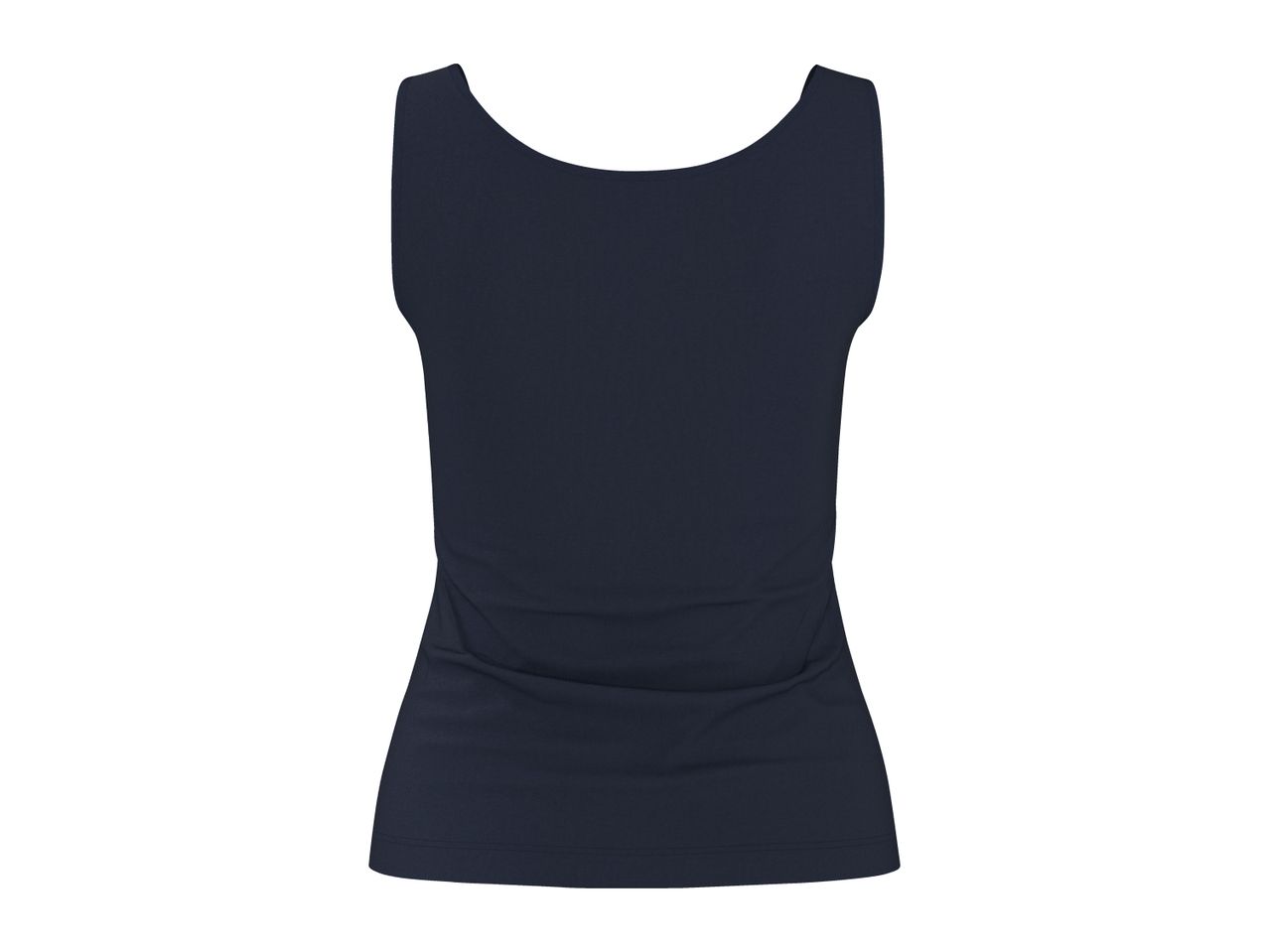 Women's dark blue tank top, back view