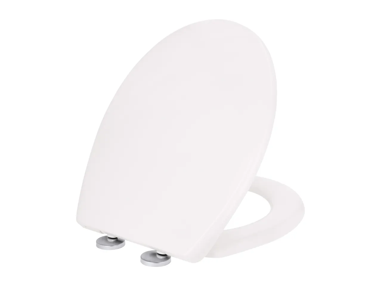 White toilet seat with lid, shown at an angle