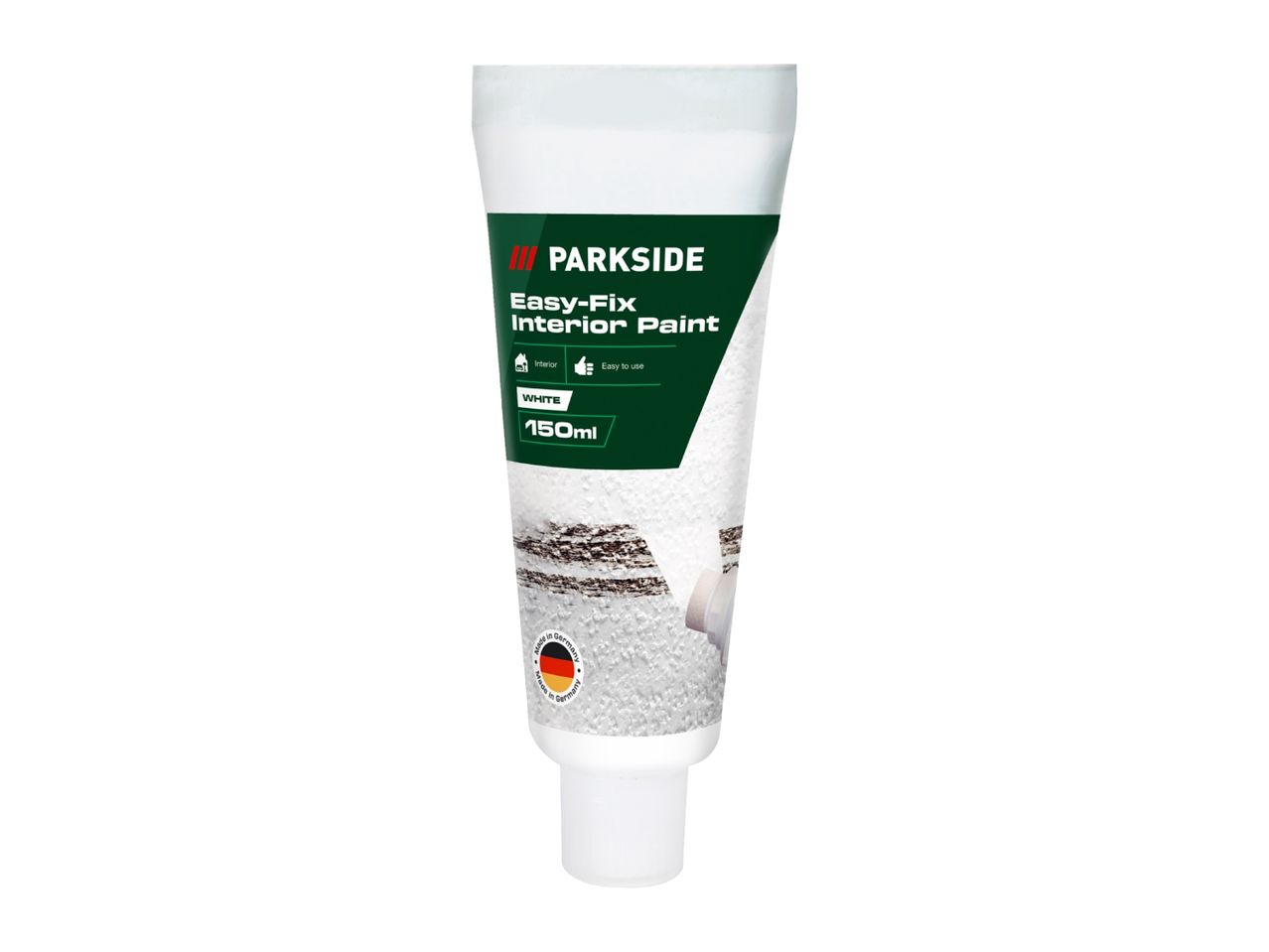 White interior paint in a 150ml tube, labeled as easy-fix and easy to use.