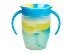 Blue and yellow swirled sippy cup with handles