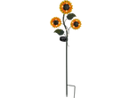 LIVARNO Solar-Gartenleuchte: luz solar de jardim com girassóis iluminados.