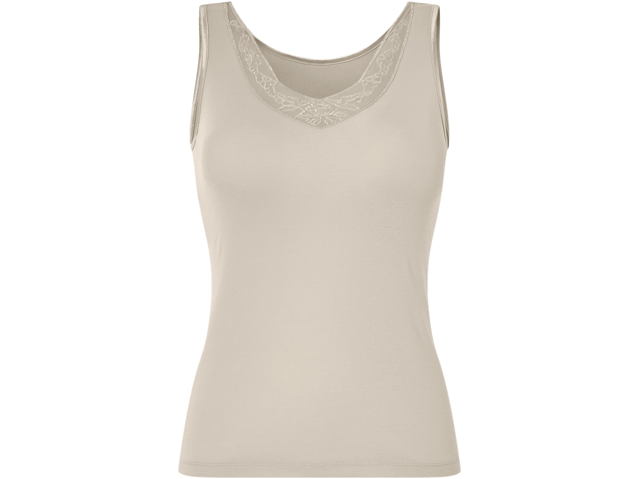 ESMARA moteriški marškinėliai smėlio spalvos su nėriniais.