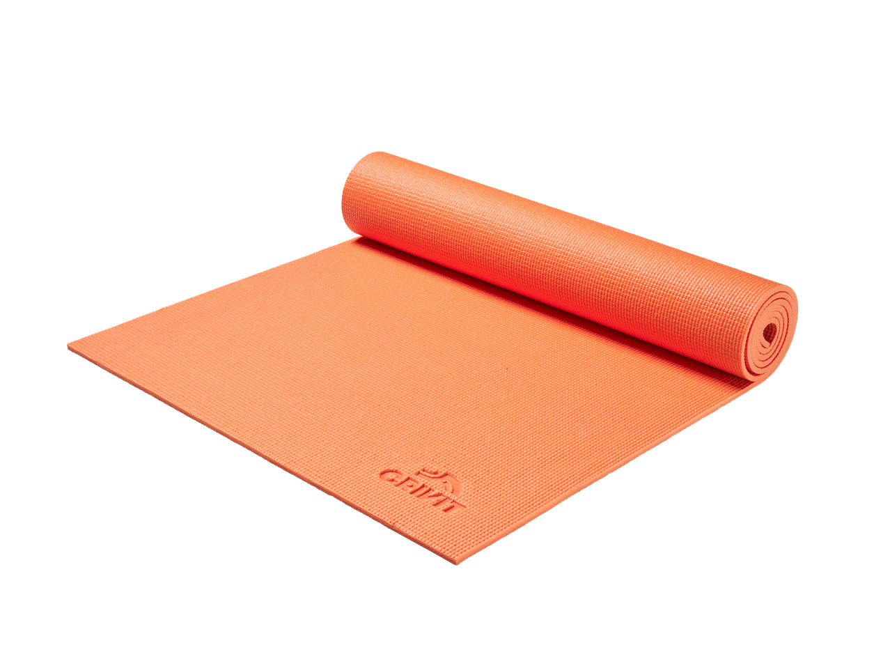 Oranžs CRIVIT vingrošanas paklājiņš, daļēji sarullēts