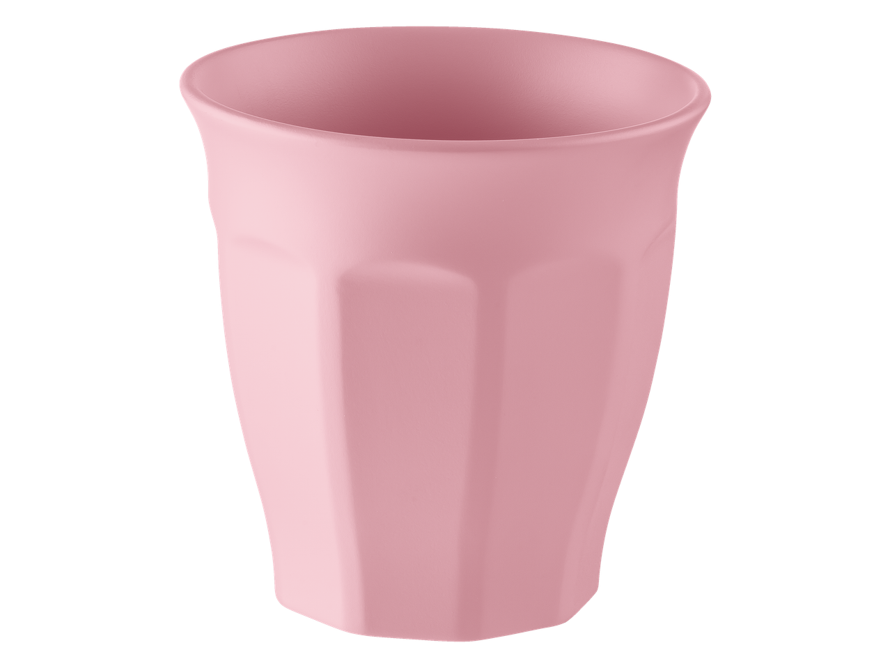 Livarno pink tumbler with a ribbed design, part of the Plate/Bowl/Tumbler Assortment.