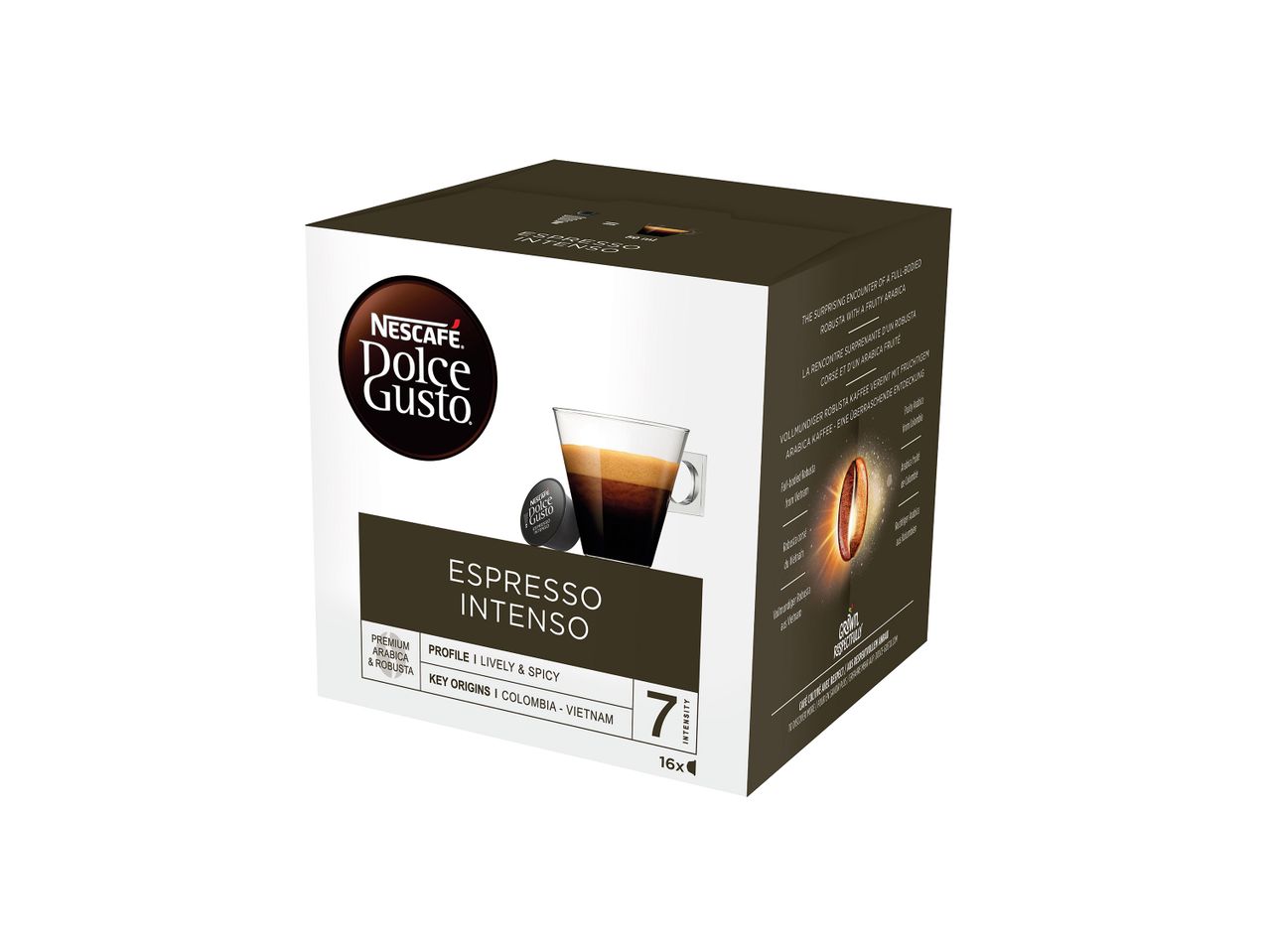 Κουτί με κάψουλες καφέ Nescafe Dolce Gusto Espresso Intenso.