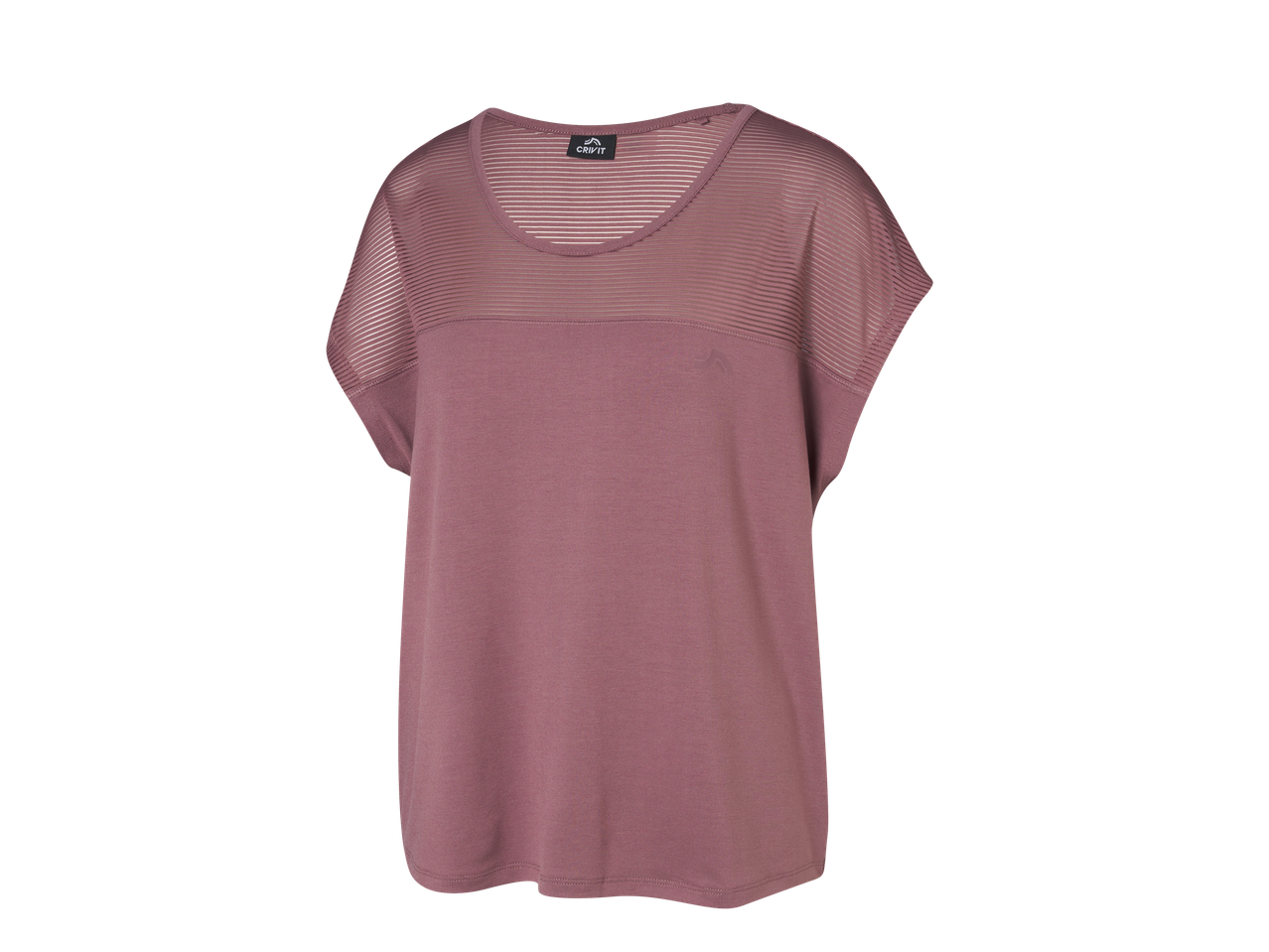 Camisola de treino CRIVIT® feminina rosa com riscas transparentes