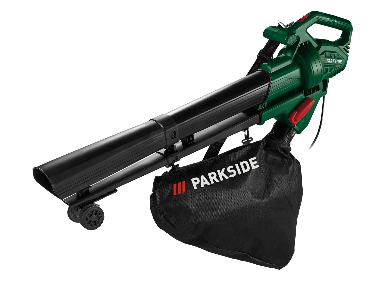 Suflantă electrică verde pentru frunze cu sac negru de colectare a frunzelor
