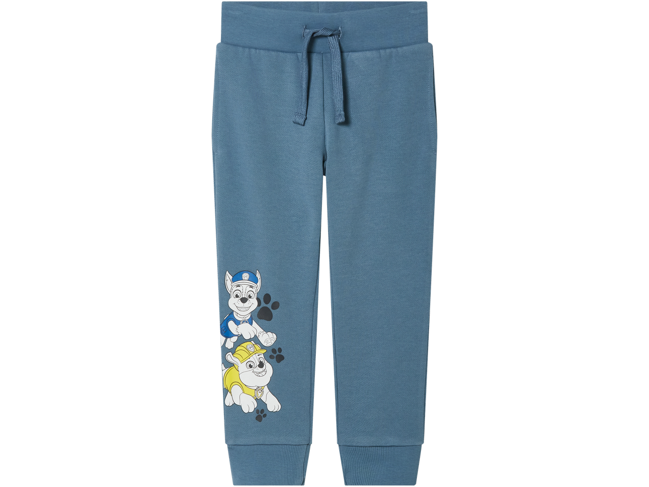 Blå joggingbyxor för barn med Paw Patrol-motiv.