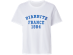 T-shirt ESMARA feminina com estampa 'BIARRITZ FRANCE 1984'.