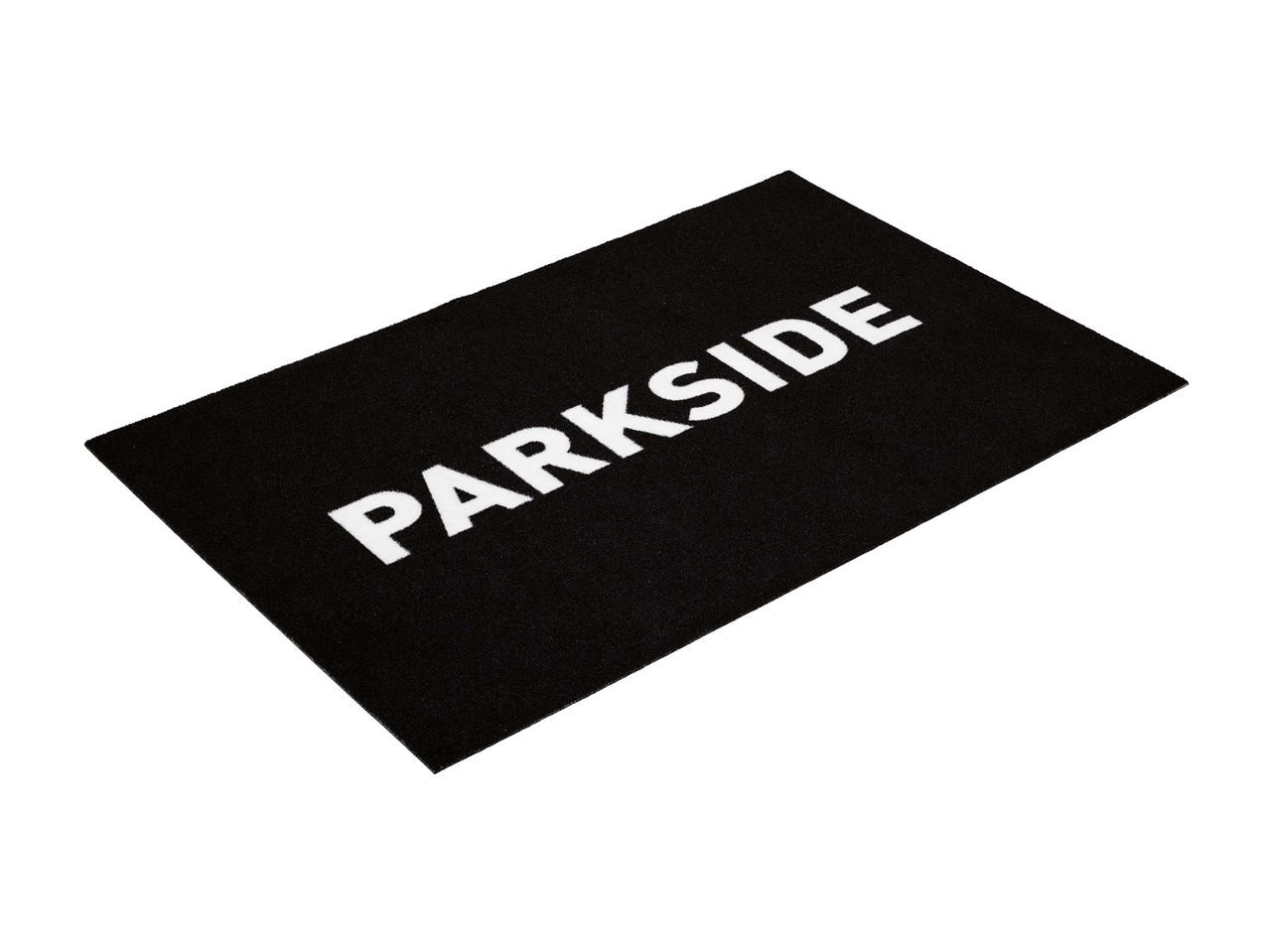 Fekete lábtörlő fehér „PARKSIDE” felirattal.