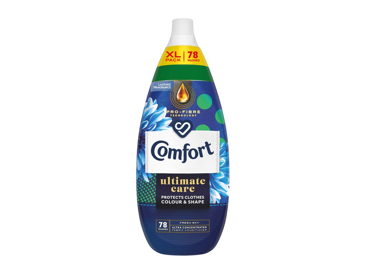 Comfort Ultimate Care fabric conditioner bottle, 78 washes, Fresh Sky scent.