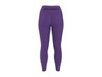 Purple women's sports leggings with a high waist and a reflective detail on the ankle.
