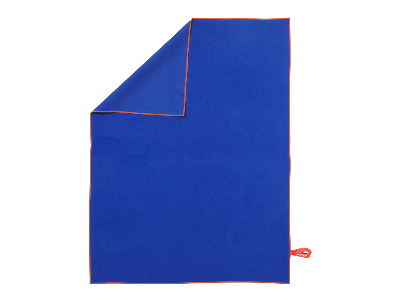 Toalha de microfibra CRIVIT azul com acabamento laranja, aprox. 80 x 60 cm.