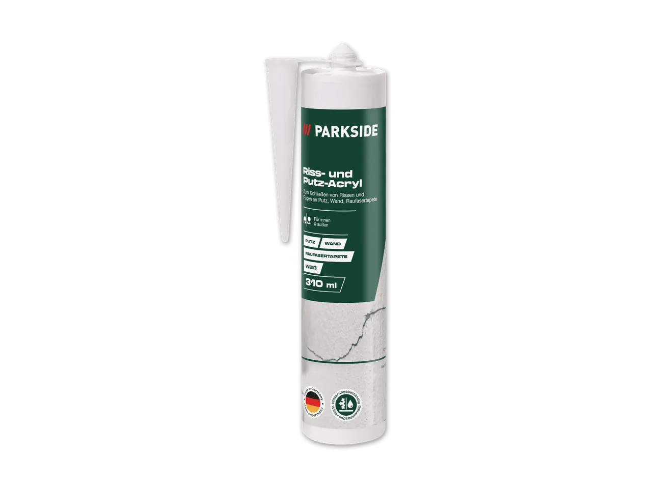 Eine Tube Parkside Riss- und Putz-Acryl, 310 ml, für innen und außen.