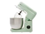 Mixer de bucătărie SilverCrest de culoare verde mentă, cu bol din oțel inoxidabil și tel.