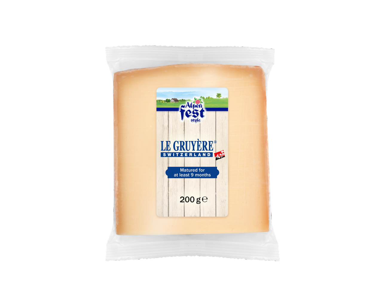 Le Gruyère Alpen Fest kaas, 200g, uit Zwitserland.