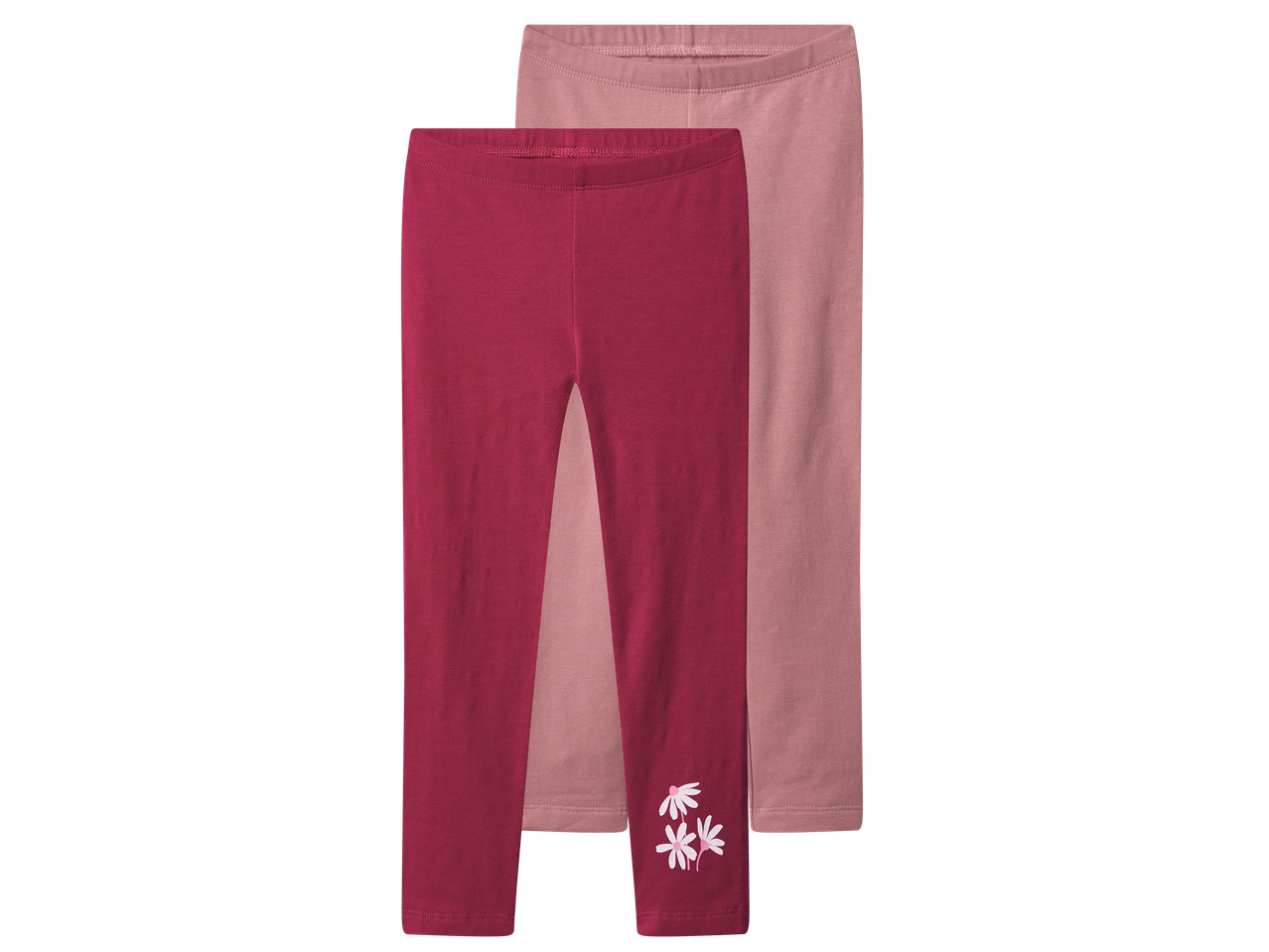 Два чифта детски клинове в розово и тъмнорозово, като тъмнорозовият има бели цветя.