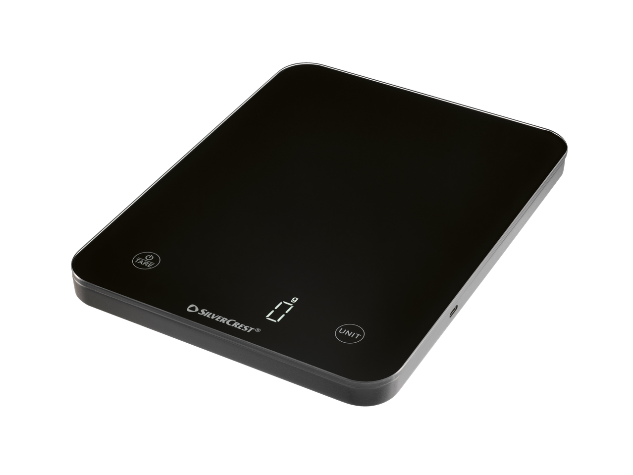 Cântar de bucătărie digital SilverCrest, negru, cu afișaj și butoane tactile