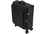 Esmara black cabin case with wheels, zippers, and a combination lock.
