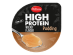 Milbona Pudding hyperprotéiné saveur noix avec une cuillère de pudding