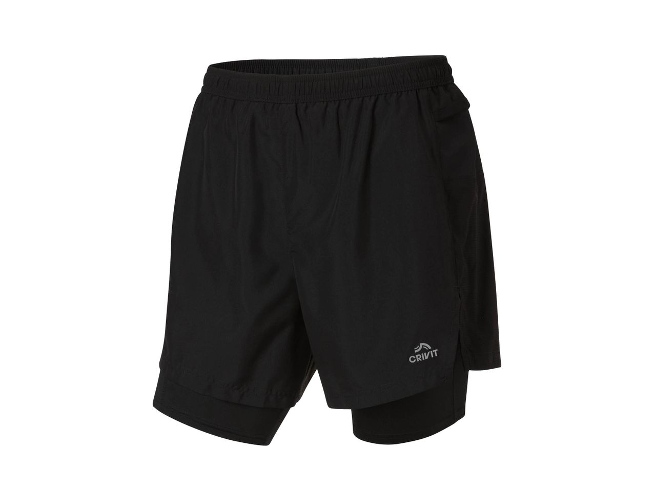 Pantaloncini sportivi neri Crivit con strato interno.