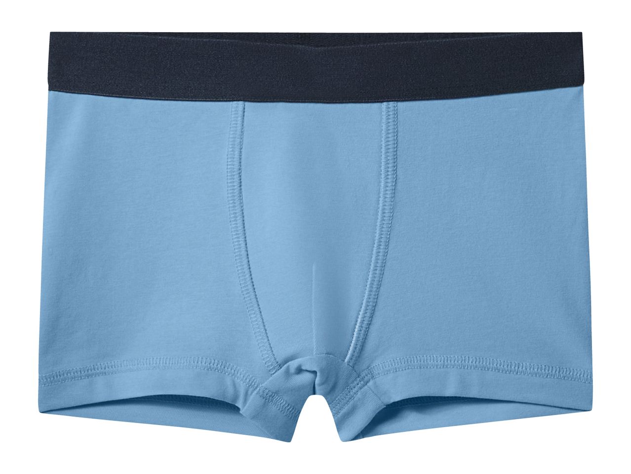Light blue men's boxer briefs with a dark elastic waistband.