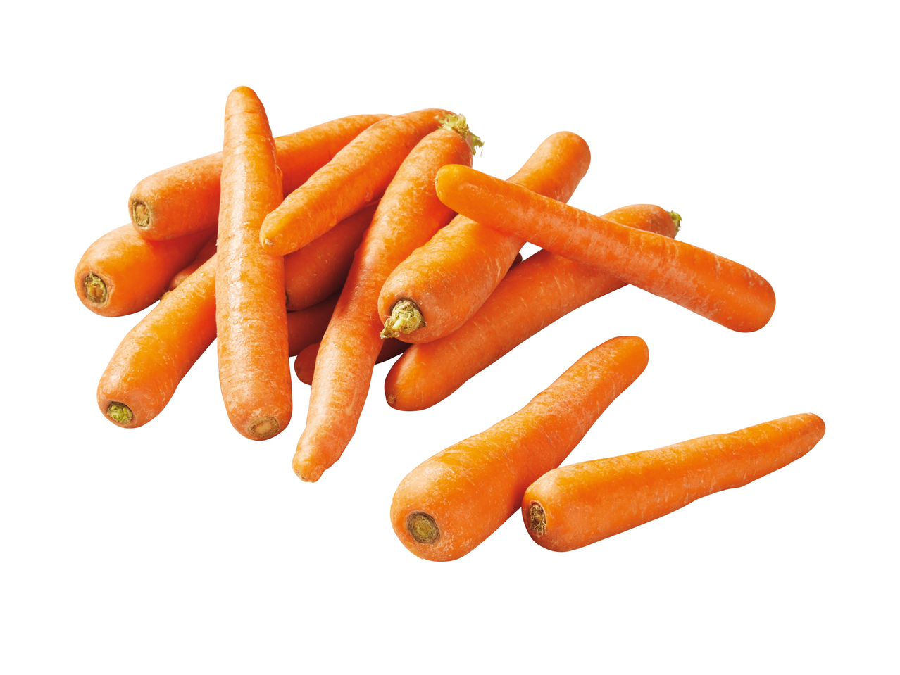 Hrpa svježih, narančastih mrkvi.