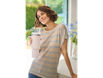 Woman with a pink tumbler and straw.