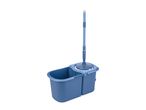 Blue spin mop and bucket set with a telescopic handle