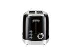 Black two-slice toaster with chrome accents